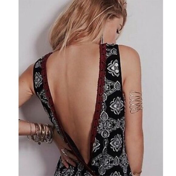 Free People Black White Nights Embroidered Sleeveless Mini Dress Size Small - Picture 2 of 13